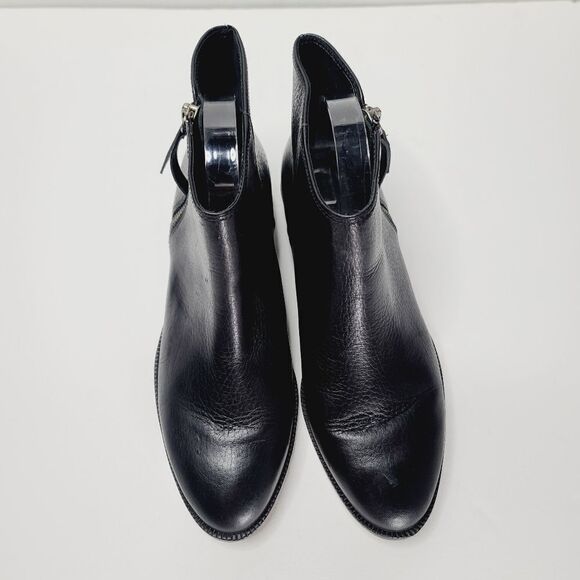 J. Crew Black Frankie Pebbled Leather Ankle Boots size 8 1/2 - Picture 3 of 15